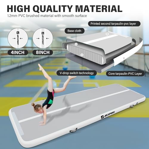 AKSPORT Gymnastics Air Mat Tumble Track with Air Pump A7907