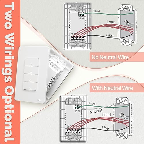 MOES Zigbee Smart Switch, No Neutral Wire, Single Pole, Works with Alexa & Google Assistant V385606