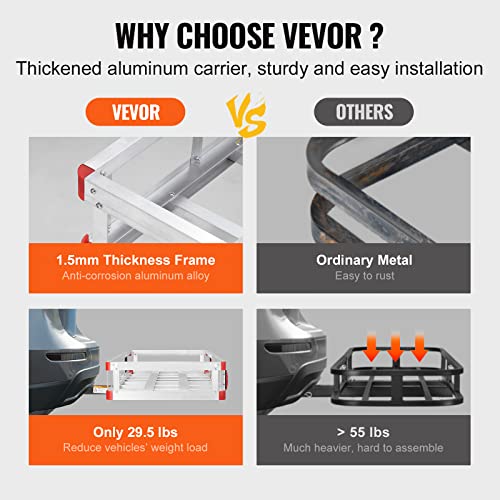 VEVOR Hitch Cargo Carrier 500lbs Capacity Aluminum with Folding Ramp for 2" Receiver B436