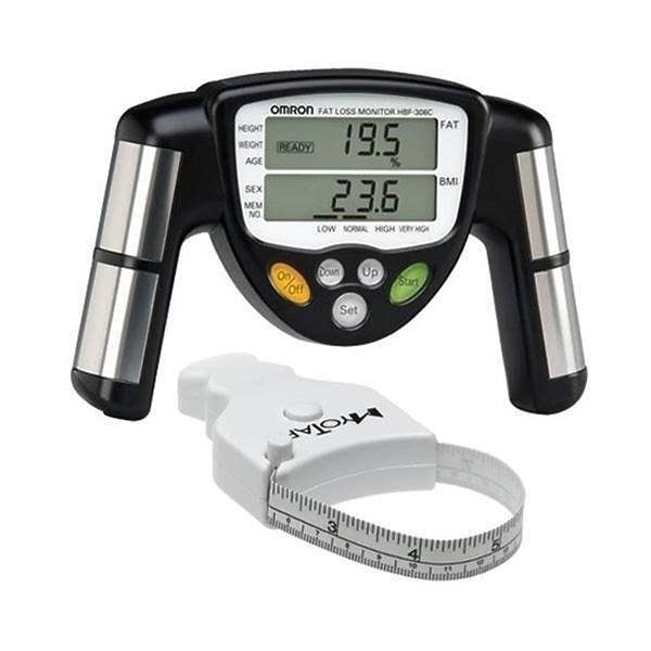 Omron Hbf-306c Bodylogic Pro Hand Held Body Fat Monitor Black with MT05 Myotape - Megean