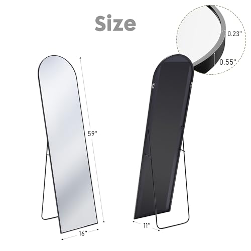 Sweetcrispy 64"x21" Arched Full Length Mirror, Standing or Leaning, Gold U4556