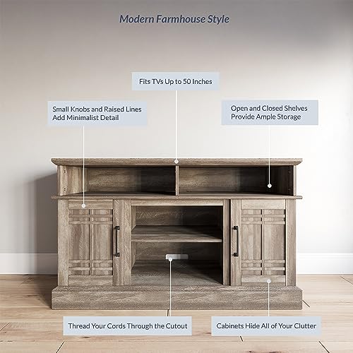 BELLEZE Norrell 48" Farmhouse Wood TV Stand for TVs up to 50 Inch, White R284