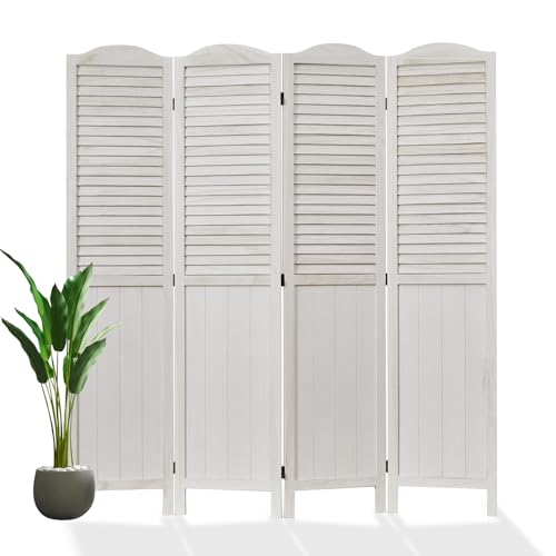 Room Partitions and Dividers, 5.6 Ft Tall Folding Wood Screen, 4 Panels S6959