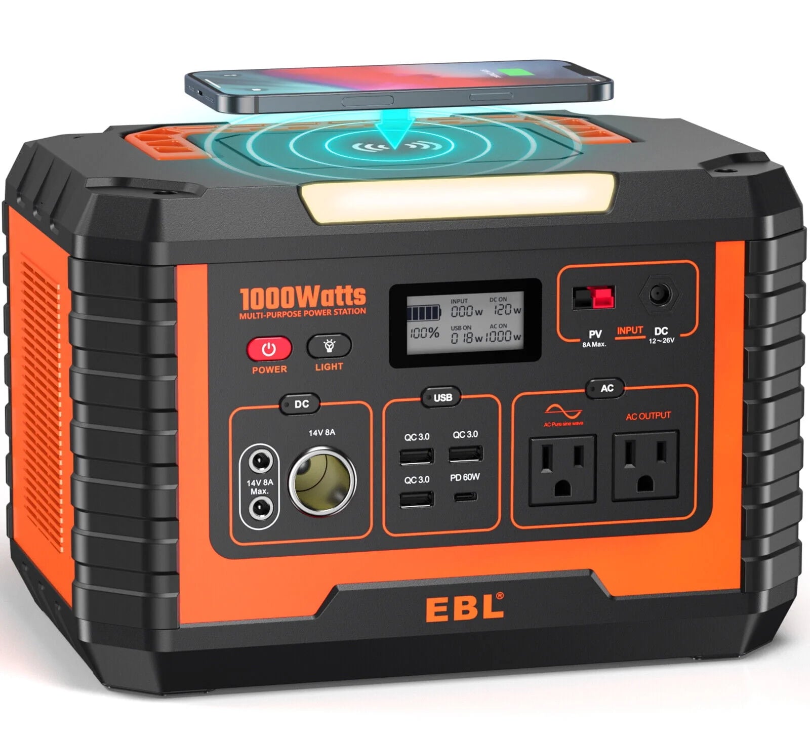 EBL 2-Pack Portable Power Station 1000W Solar Generator 270000mAh Y877