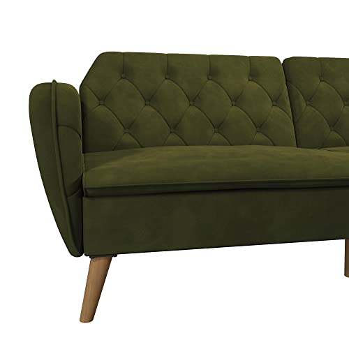 Novogratz Tallulah Memory Foam Futon Convertible Couch, Camel Faux Leather F5939
