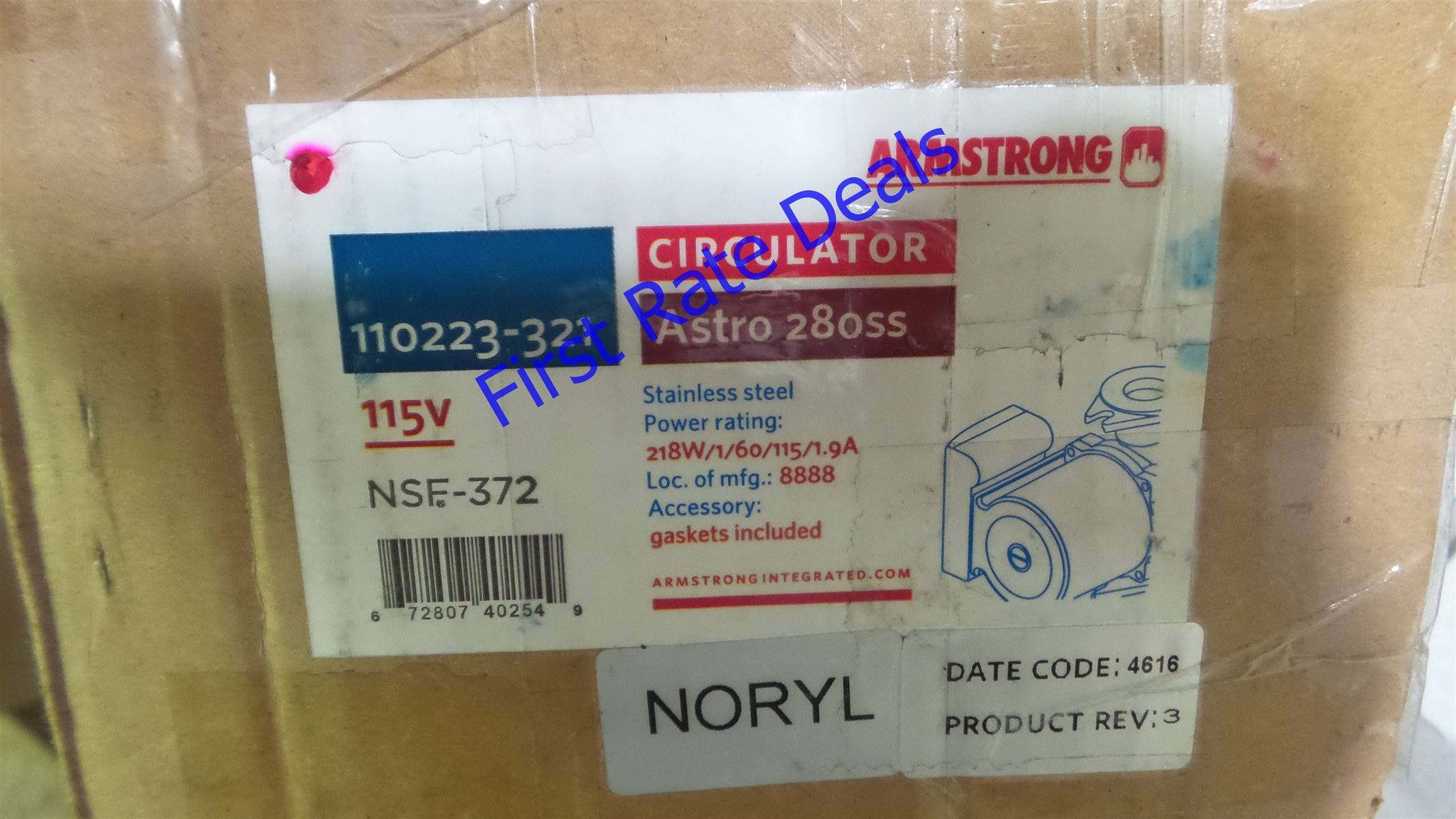 Armstrong Pumps Astro 280SS Circulator Pump, 115V, 5/16 HP B6998