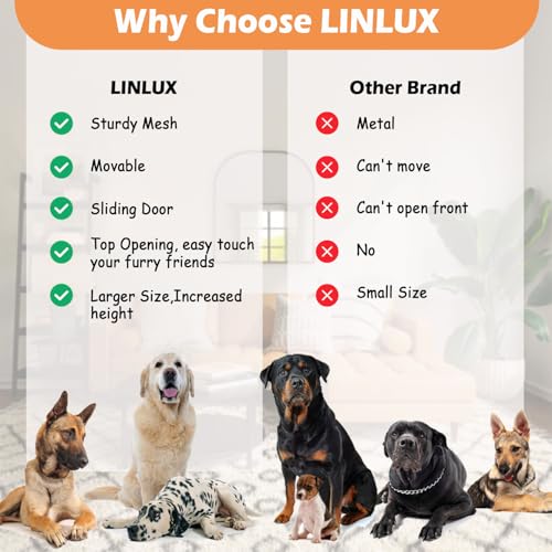 LINLUX 47 Inch XL Wooden Dog Crate Furniture with Sliding Doors and Wheels V980
