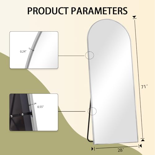 BEAUTYPEAK 65"x24" Arched Full Length Floor Mirror, Black D361