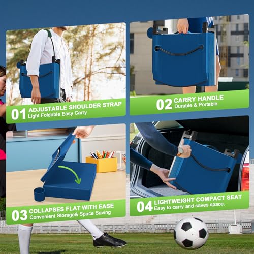 Stadium Seat with Back Support, Portable Bleacher Seat, Black V308