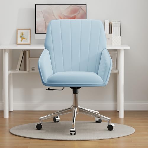 Velvet Home Office Chair with Gold Base, Swivel Desk Chair with Wheels (Cream) Z435471