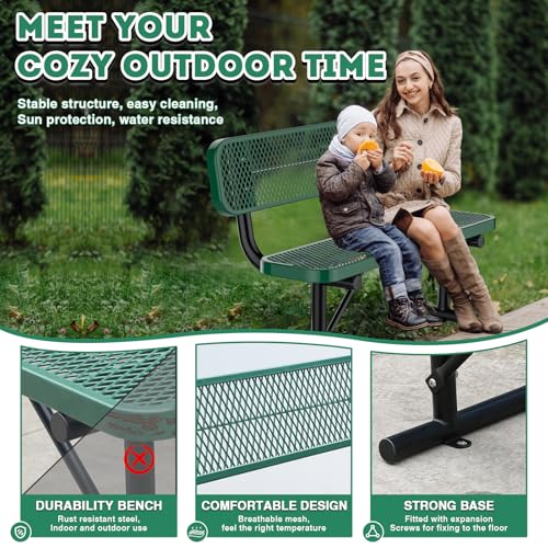 Heavy Duty Outdoor Metal Park Bench with Backrest for Garden Patio Yard K713
