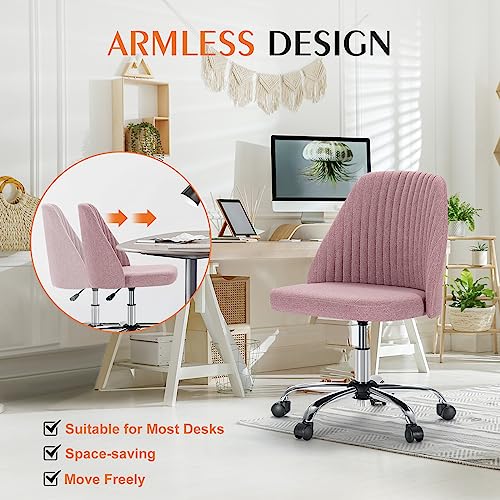 Sweetcrispy Armless Office Chair with Wheels, Adjustable Swivel Task Chair S259576