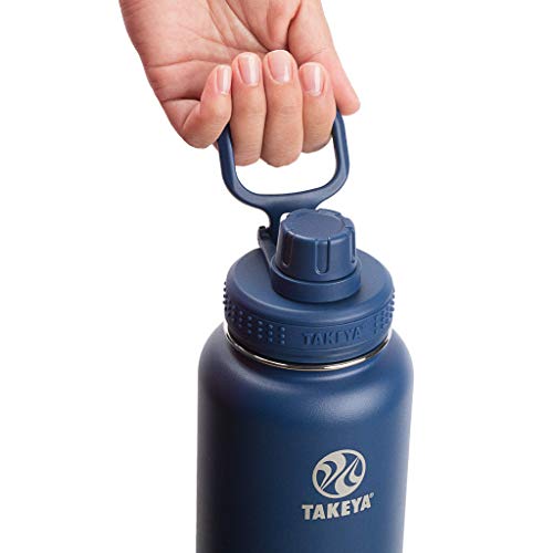 Takeya Actives Water Bottle with Spout Lid, 18 oz, Midnight Blue W579