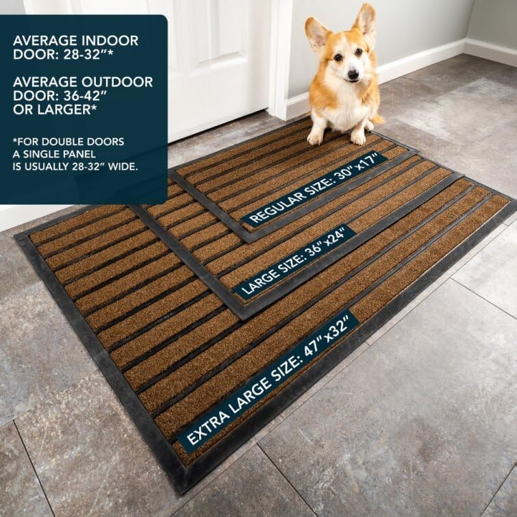 ubdyo Extra Durable Door Mat Non-Slip Outdoor Entrance 30" x 17" Bright Brown W5648