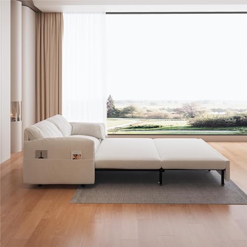 Queen Size Futon Sofa Bed with 2 Pillows, Blue V9731