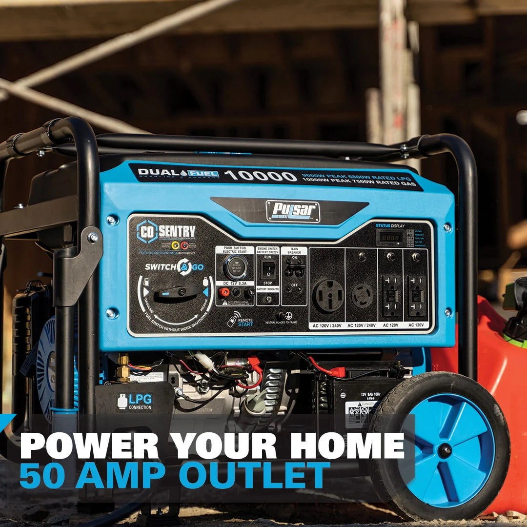 Pulsar 10,000 Watt Dual Fuel Portable Generator with Remote Start O822
