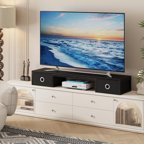 TV Riser with Fabric Drawers for 32-60 inch TV, Rustic Brown G130187