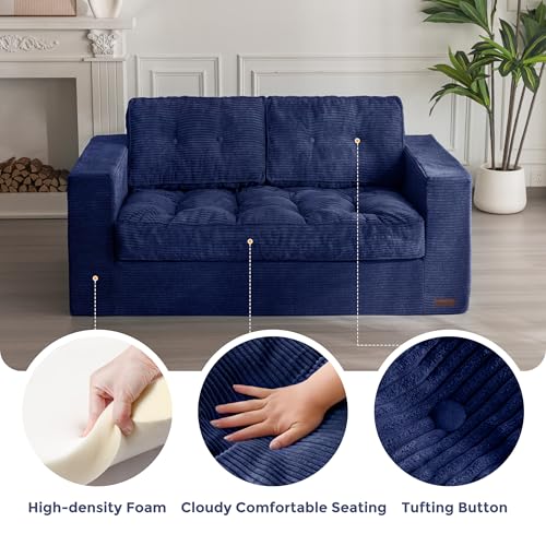 MAXYOYO 3 Seater Boneless Floor Sofa with Tufted Cushion, Beige A96326
