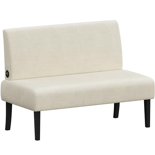Yaheetech Small Mini Sofa Couch Armless Loveseat Futon for Bedroom, Corduroy Fabric & Easy Assembly, for Small Spaces Living Room,Dorm,Office,Apartment, Beige