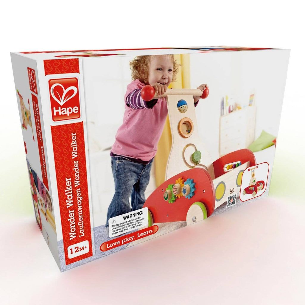 Hape Toddler Push & Pull Toy Wonder Walker Cart with Blocks G8479