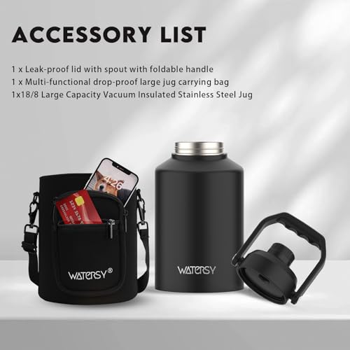 128oz Insulated Stainless Steel Water Bottle with Handle, Black W803
