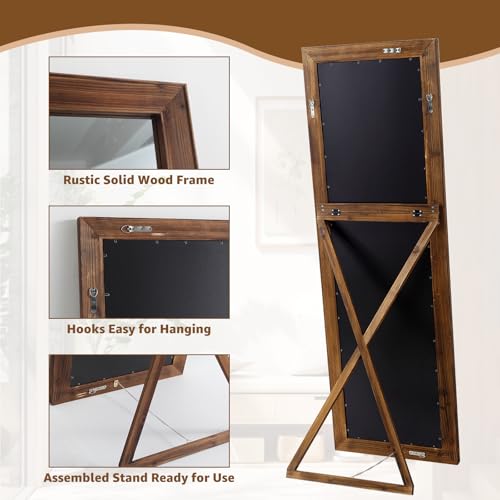 MELOMOIR Rustic Farmhouse Full Length Mirror 64"x21" Wood Frame Floor Mirror U91698