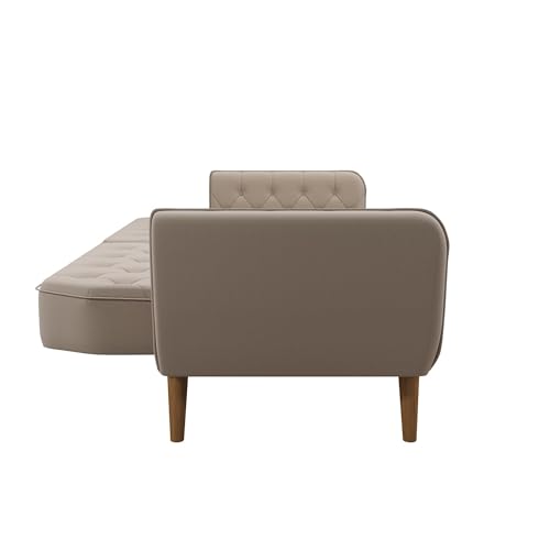 Novogratz Tallulah Memory Foam Futon Convertible Couch, Camel Faux Leather F5939