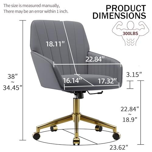 Velvet Home Office Chair with Gold Base, Swivel Desk Chair with Wheels (Cream) Z435471