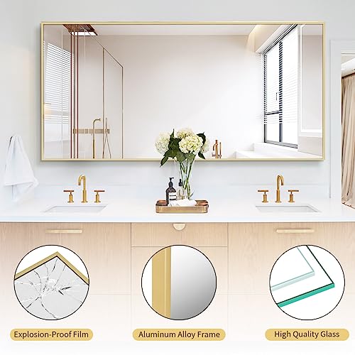Koonmi Large Full Length Mirror with Stand, Aluminum Alloy Frame, Black G7504
