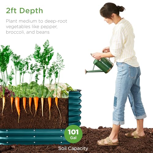 Best Choice Products 8x2x2ft Metal Raised Garden Bed Oval Planter Box for Vegetables, Herbs B5622
