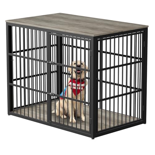 43'' Dog Crate Furniture with 3 Doors, XL Wooden End Table for Medium to Large Dogs M2208