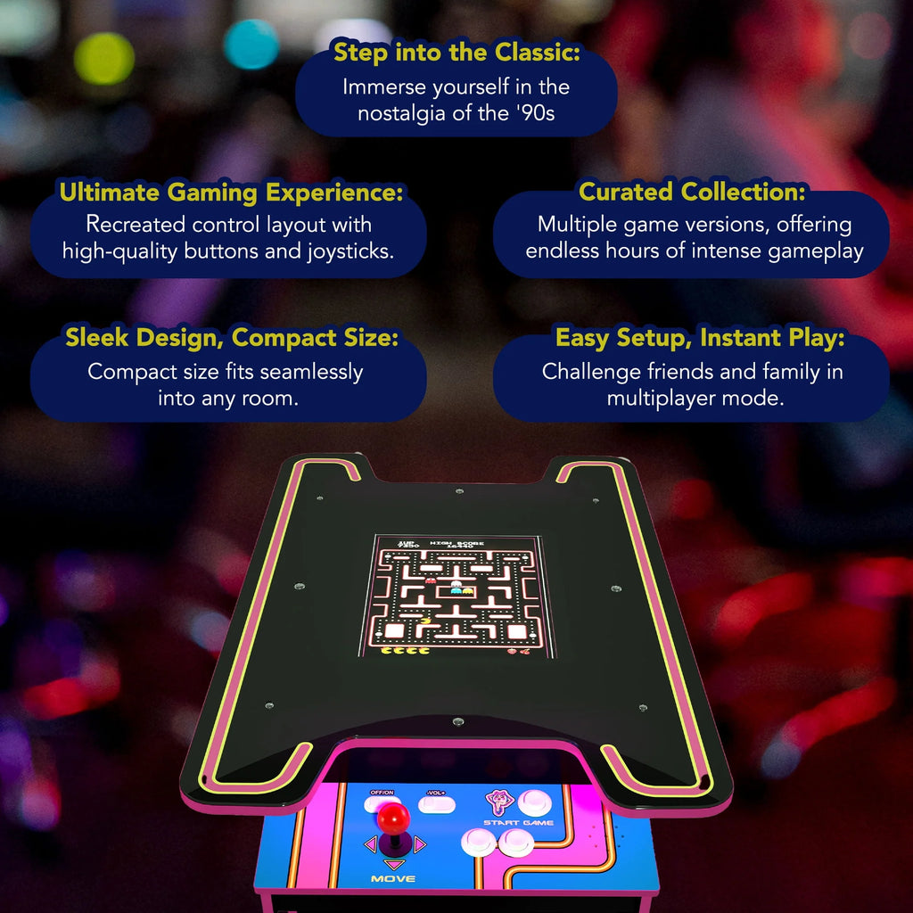 Arcade1UP Ms. PAC-MAN Head-to-Head Arcade Table with 12 Games, Black L2069