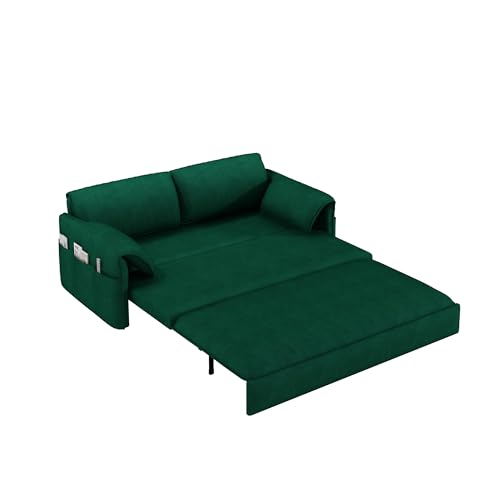 Queen Size Futon Sofa Bed with 2 Pillows, Blue V9731