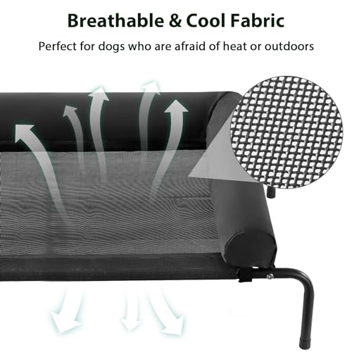 Cooling Elevated Dog Bed for Large Dogs, Waterproof Raised Cot with Headrest, Grey W43220