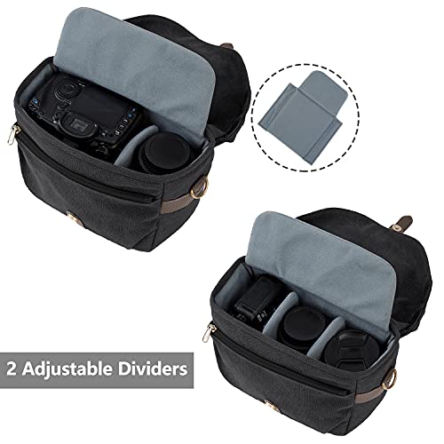 BAGSMART Canvas Crossbody Camera Bag with Rain Cover, Khaki U43920