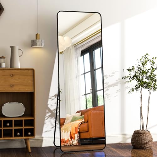 HARRITPURE 56" x 21" Rounded Full Length Floor Mirror with Aluminum Frame I85546