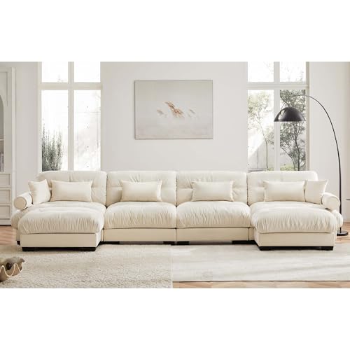 130" Modular Sectional Sofa with Movable Ottoman, Velvet Upholstered, Green Y4976