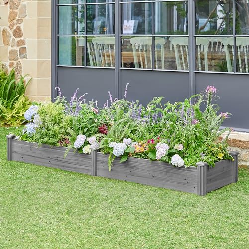 Yaheetech 8×2ft Wooden Raised Garden Bed for Flowers Vegetables Herbs Outdoor E283112