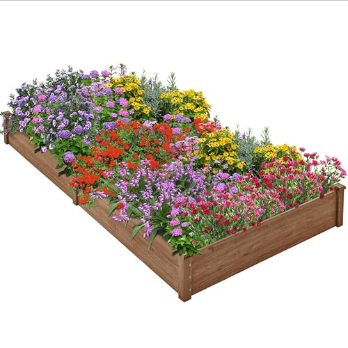 Yaheetech 8×2ft Wooden Raised Garden Bed for Flowers Vegetables Herbs Outdoor E283112