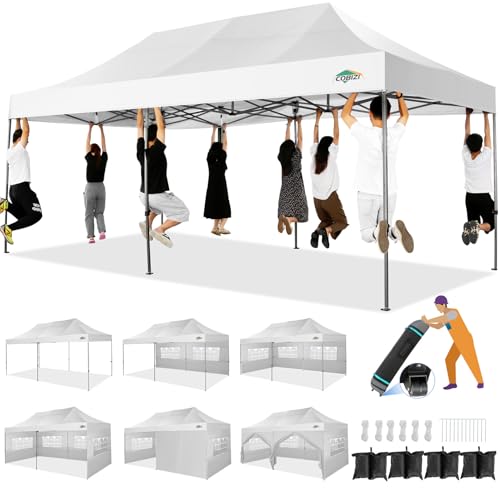 COBIZI 10x20 Heavy Duty Pop Up Canopy Tent with 6 Sidewalls, White A84790