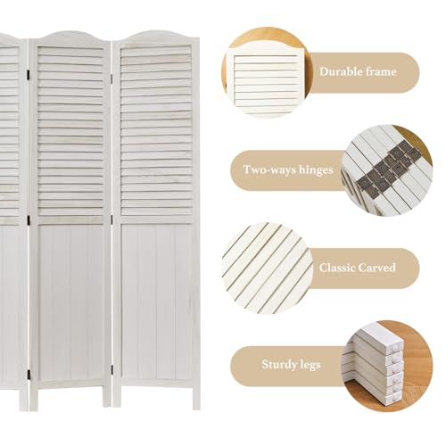 Room Partitions and Dividers, 5.6 Ft Tall Folding Wood Screen, 4 Panels S6959