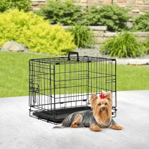 BestPet 42 Inch Folding Metal Wire Dog Crate with Double-Door and Removable Tray O49217