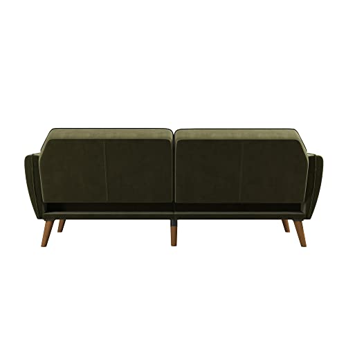 Novogratz Tallulah Memory Foam Futon Convertible Couch, Camel Faux Leather F5939