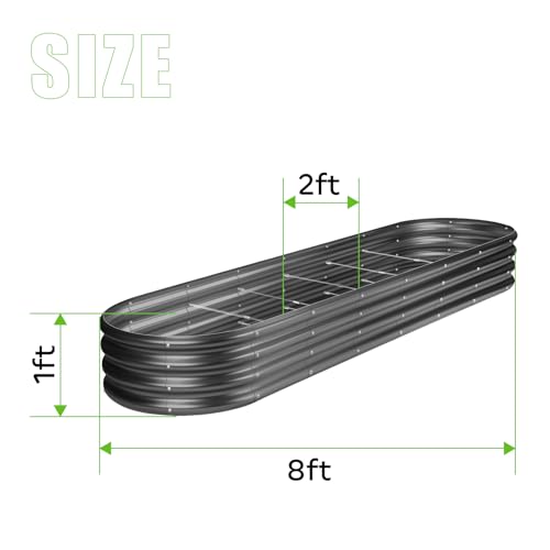Land Guard 8ft Galvanized Raised Garden Bed Kit, Oval Metal Outdoor Planter Box, Silver D8675