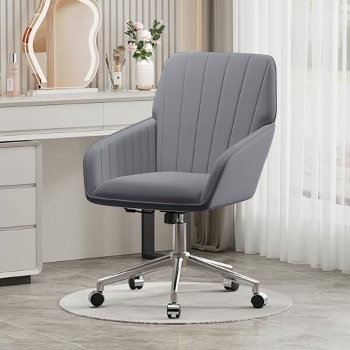 Velvet Home Office Chair with Gold Base, Swivel Desk Chair with Wheels (Cream) Z435471
