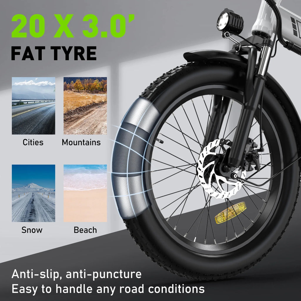 COLORWAY 20x3.0 Fat Tire Electric Bike, Foldable Mountain E-Bike with 500W Motor Y6526