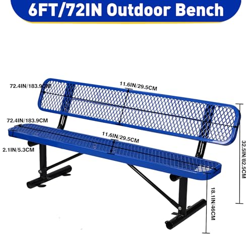 Heavy Duty Outdoor Metal Park Bench with Backrest for Garden Patio Yard K713