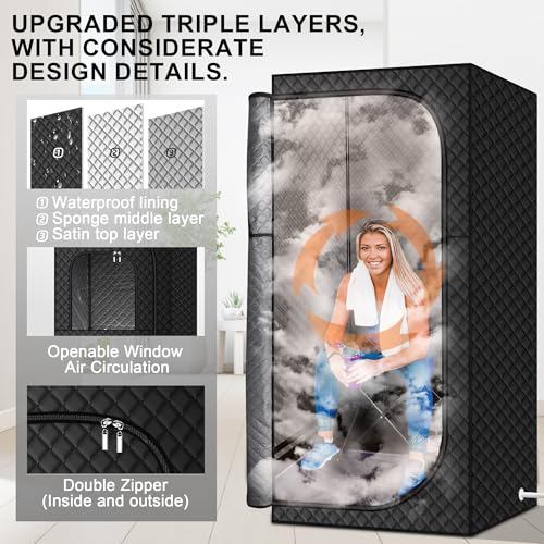 MIXC Portable Steam Sauna Box with Remote Control and Folding Chair A988