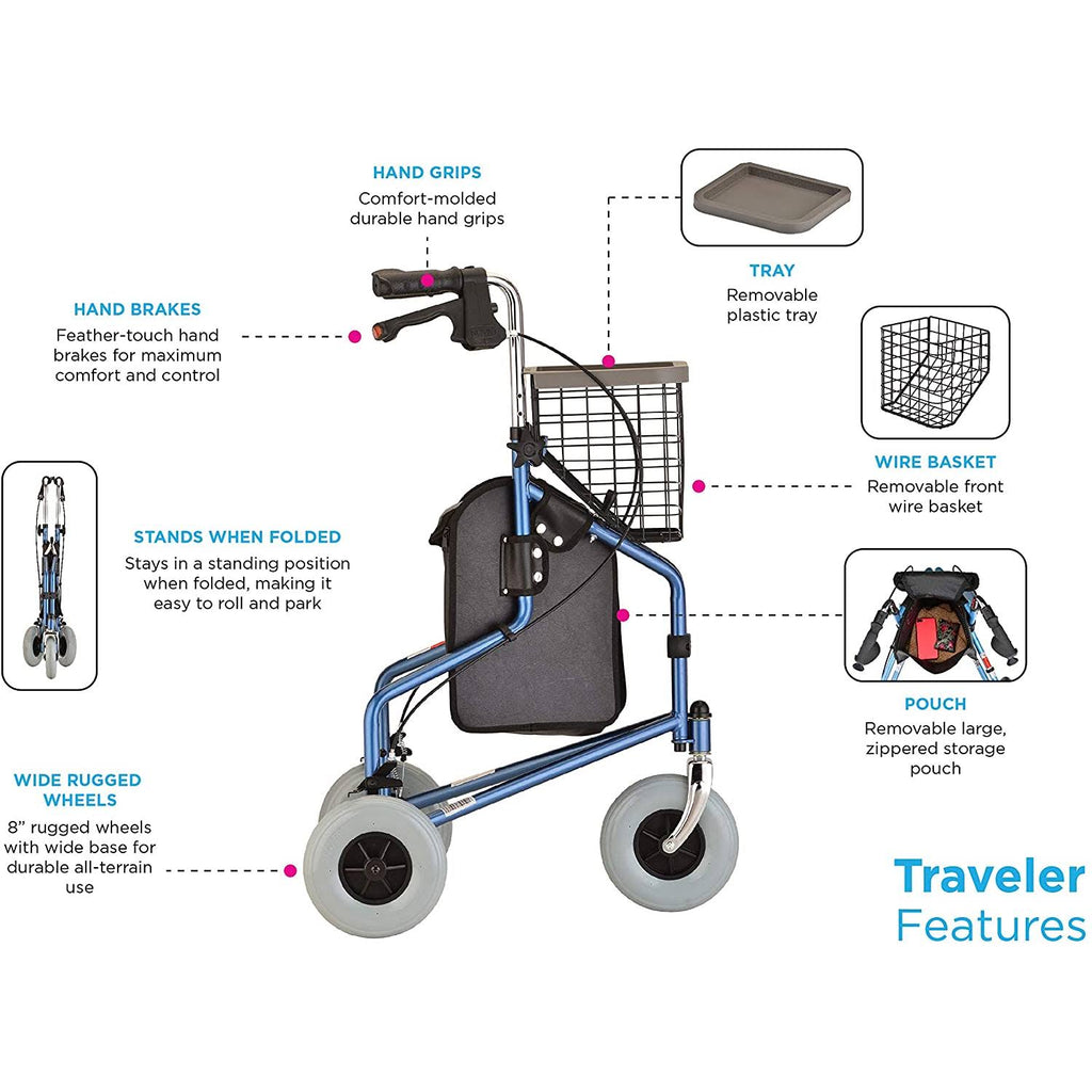 Nova Traveler 3 Wheel Rollator Walker J40644