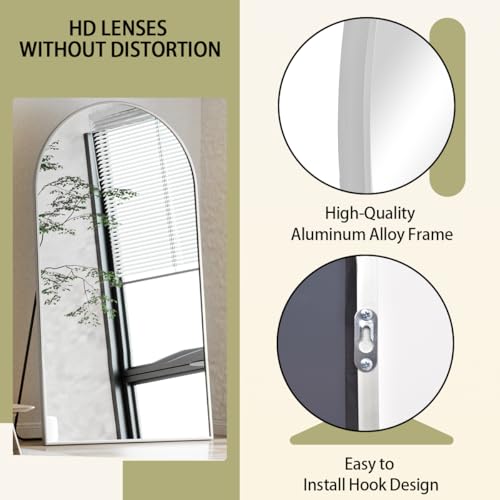 BEAUTYPEAK 65"x24" Arched Full Length Floor Mirror, Black D361